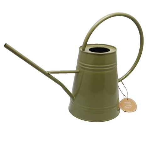 Metall blumen gießkanne olive - metall,