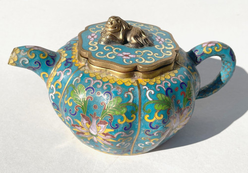 Emaille cloisonne teekanne mit - cloisonne,