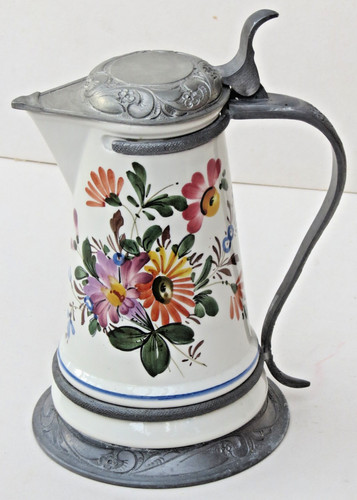 Vintage kanne mit zinndeckel - mit,