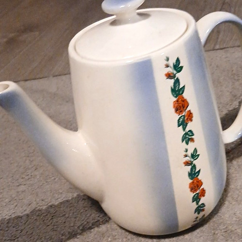 Keramik kaffeekanne weiß blau - keramik, weiß/blau